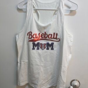Baseball Mom White Tank Top